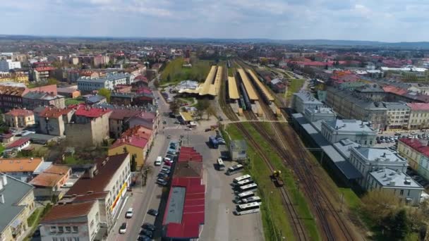 Railway Station Przemysl Glowny Stacja Aerial View Poland High Quality — Wideo stockowe