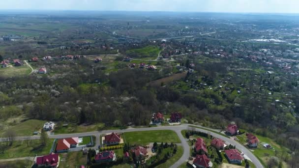 Panorama Mountains Houses Przemysl Aerial View Poland High Quality Footage — Wideo stockowe