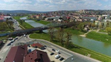 Railway Bridge Przemysl Most Kolejowy Aerial View Poland. High quality 4k footage