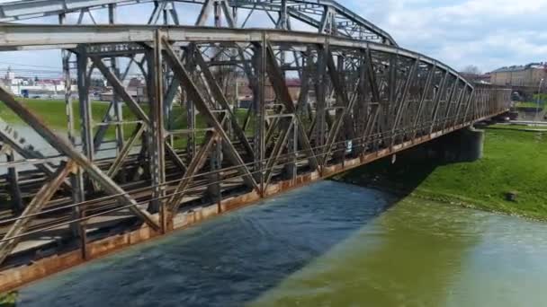 Railway Bridge Przemysl Most Kolejowy Aerial View Poland High Quality — Wideo stockowe