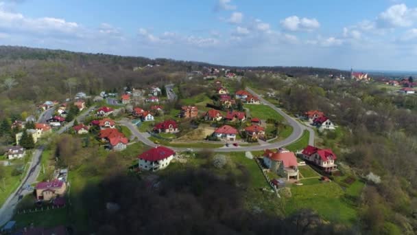 Panorama Houses Hill Przemysl Wzgorze Aerial View Poland High Quality — Stockvideo