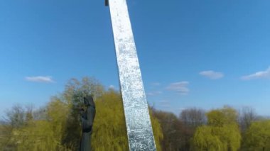 Cross On The Hill Przemysl Krzyz Na Zniesieniu Aerial View Poland. High quality 4k footage