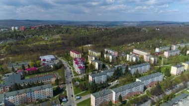 Panorama Of Houses On The Hill Kazanow Przemysl Wzgorze Aerial View Poland. High quality 4k footage