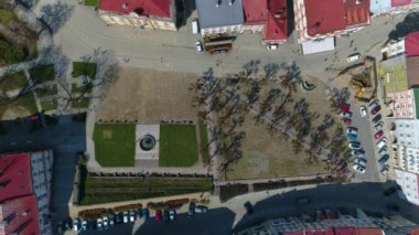 Old Town Square Przemysl Rynek Starego Miasta Aerial View Poland. High quality 4k footage