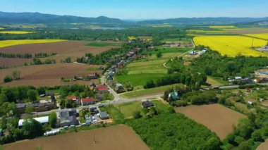 Beautiful Landscape Panorama Of Kamieniec Zabkowicki Aerial View Poland. High quality 4k footage