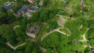 Park Downtown Swiebodzice Aerial View Poland. High quality 4k footage