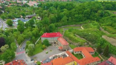 Primary School Klodzko Szkola Aerial View Poland. High quality 4k footage