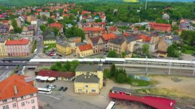 Railway Station Klodzko Stacja Kolejowa Aerial View Poland. High quality 4k footage