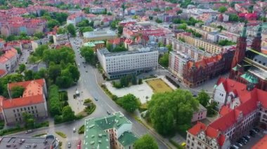 Glowianski Square Legnica Plac Aerial View Poland. High quality 4k footage