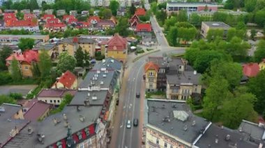 Kosciuszko Street Klodzko Ulica Aerial View Poland. High quality 4k footage