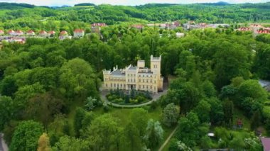 Seidl Palace Swiebodzice Palac Seidlow Aerial View Poland. High quality 4k footage