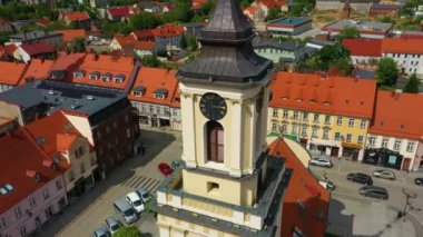 Market Square In Swiebodzice Urzad Rynek Aerial View Poland. High quality 4k footage