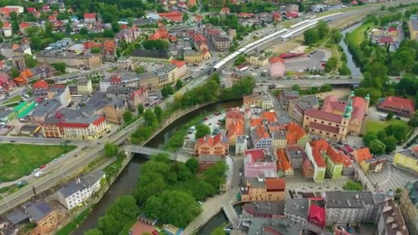 Old Town Bridges Entrance Klodzko Stare Miasto Aerial View Poland — Video Stock