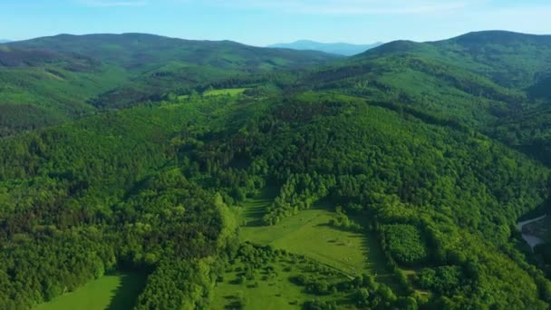 Gyönyörű Táj Hegyek Zloty Stok Gory Krajobraz Aerial View Lengyelország — Stock videók