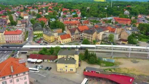 Railway Station Klodzko Stacja Kolejowa Aerial View Poland High Quality — Video Stock