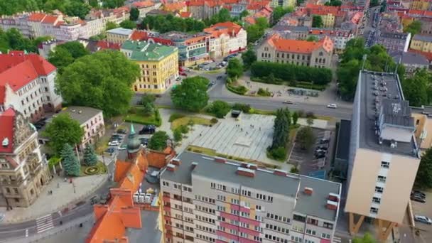 Glowianski Square Legnica Plac Aerial View Poland High Quality Footage — Vídeo de stock