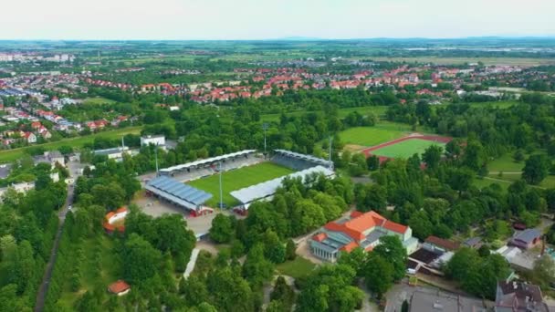 Stadion Miedz Legnica Stadium Aerial View Poland High Quality Footage — Stock videók