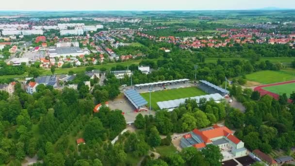 Stadyum Miedz Legnica Stadyumu Hava Görüntüsü Polonya Yüksek Kalite Görüntü — Stok video