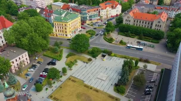 Glowianski Square Legnica Plac Aerial View Poland High Quality Footage — Vídeo de Stock