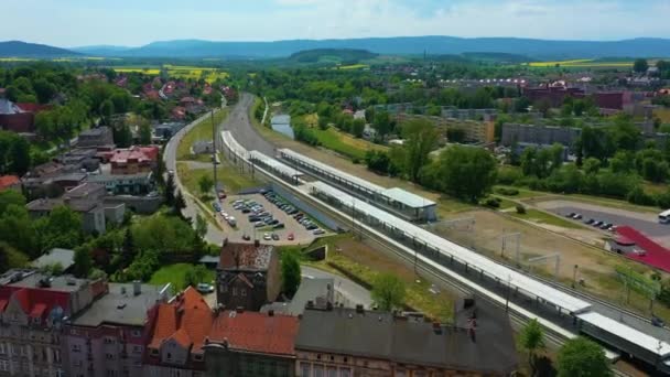 Railway Station Klodzko Stacja Kolejowa Aerial View Poland High Quality — Vídeo de stock