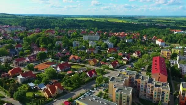Panorama Houses Forest Zlotoryja Aerial View Poland High Quality Footage — Vídeos de Stock