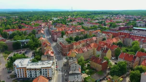 Panorama Street Legnica Ulica Aerial View Poland High Quality Footage — Stok video