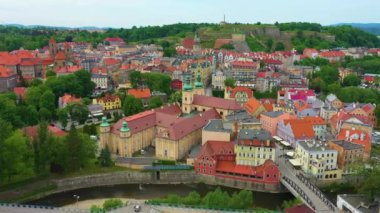 Panorama Old Town Fortress Klodzko Twierdza Aerial View Poland. High quality 4k footage