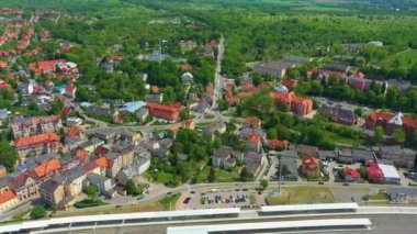 Panorama Roundabout Klodzko Rondo Aerial View Poland. High quality 4k footage