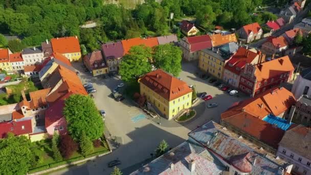 Pazar Meydanı Zloty Stok Ratusz Rynek Hava Görüntüsü Polonya Yüksek — Stok video