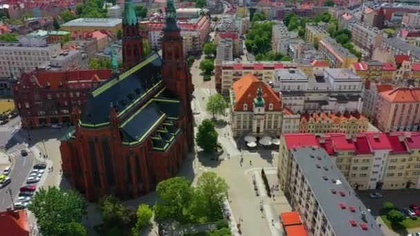 Peter Paul Katedrali Legnica Katedra Piotra Pawla Hava Manzarası Polonya — Stok video