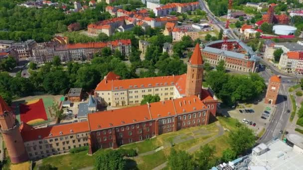 Piast Castle Legnica Zamek Piastowski Aerial View Poland High Quality — Stockvideo