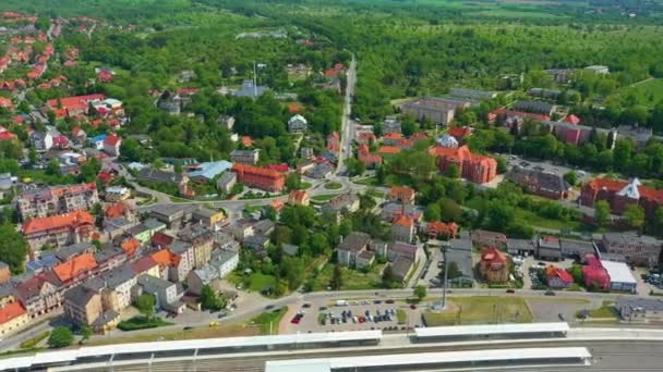 Panorama Roundabout Klodzko Rondo Aerial View Πολωνία Υψηλής Ποιότητας Πλάνα — Αρχείο Βίντεο