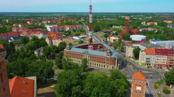 Aerial Polish Post Office Legnica Poczta Προβολή Πολωνία Υψηλής Ποιότητας — Αρχείο Βίντεο