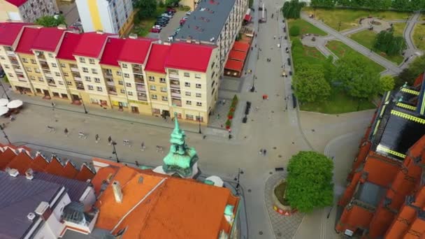 Praça Mercado Cidade Velha Legnica Stare Miasto Vista Aérea Polônia — Vídeo de Stock