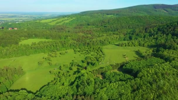Güzel Peyzaj Dağları Zloty Stok Gory Krajobraz Hava Görüntüsü Polonya — Stok video