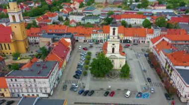 Market Square In Swiebodzice Rynek Aerial View Poland. High quality 4k footage