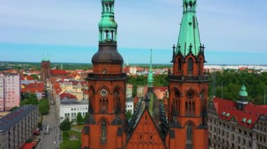 Peter And Paul Cathedral Legnica Katedra Piotra I Pawla Aerial View Poland. High quality 4k footage