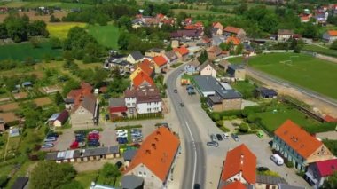 Zlotostocka Street Kamieniec Zabkowicki Aerial View Poland. High quality 4k footage