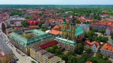 John Baptist Kilisesi Legnica Kosciol Jana Chrzciciela Hava Görüntüsü Polonya. Yüksek kalite 4k görüntü