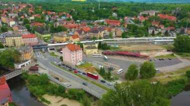 Railway Station Klodzko Stacja Kolejowa Aerial View Poland. High quality 4k footage