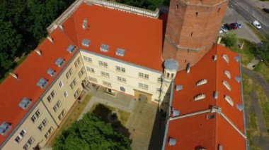 Piast Castle Legnica Zamek Piastowski Aerial View Poland. High quality 4k footage