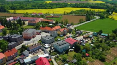 Beautiful Panorama Of Kamieniec Zabkowicki Aerial View Poland. High quality 4k footage