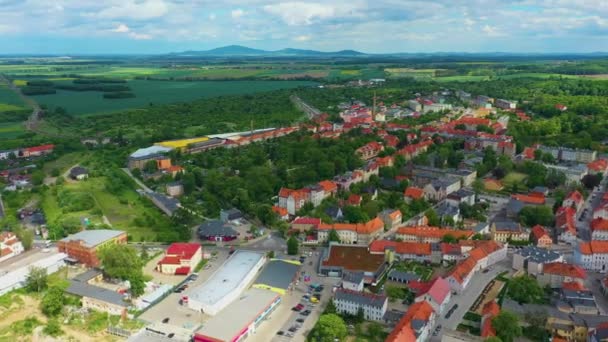Panorama Mountains Houses Swiebodzice Domy Aerial View Poland High Quality — Stok video