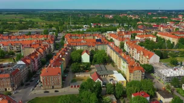 Panorama Tenement Houses Legnica Aerial View Poland High Quality Footage — Stock Video