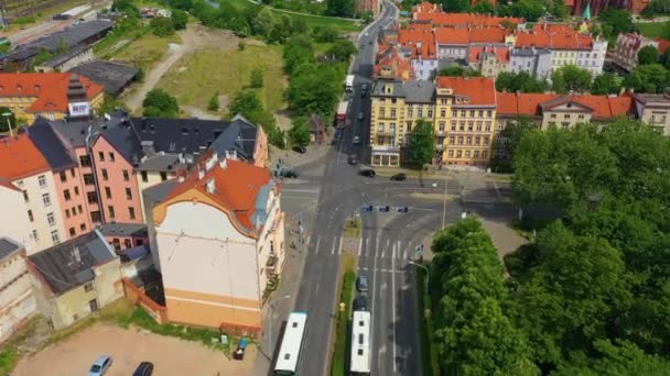 Legnica Tren Stasyonu Droga Dworzec Hava Görüntüleme Polonya Yüksek Kalite — Stok video