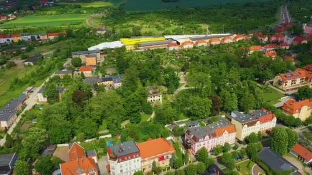 Park Downtown Swiebodzice Aerial View Poland High Quality Footage — Stok video