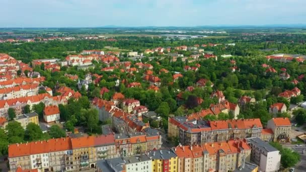 Panorama Tenement Houses Legnica Park Aerial View Πολωνία Υψηλής Ποιότητας — Αρχείο Βίντεο