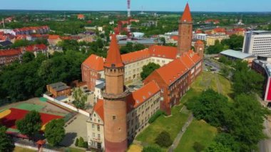 Piast Castle Legnica Zamek Piastowski Aerial View Poland. High quality 4k footage