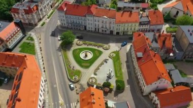Jana Pawla Meydanı Swiebodzice Plac Hava Görüntüsü Polonya. Yüksek kalite 4k görüntü