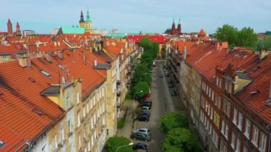 Zwirki I Wigury Tenement Houses Legnica Aerial View Poland. High quality 4k footage